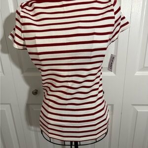 Old Navy Women's Red and White Striped Boat-neck Tee, NWT